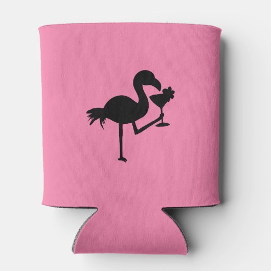 Roze Flamingo Opgevlokt Tropische Verjaardag Blikjeskoeler (Achterkant)