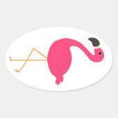 Roze Flamingo Ovale Sticker (Voorkant)