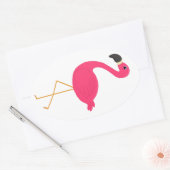 Roze Flamingo Ovale Sticker (Envelop)