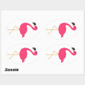 Roze Flamingo Ovale Sticker (Vel)