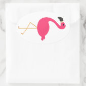 Roze Flamingo Ovale Sticker (Tas)