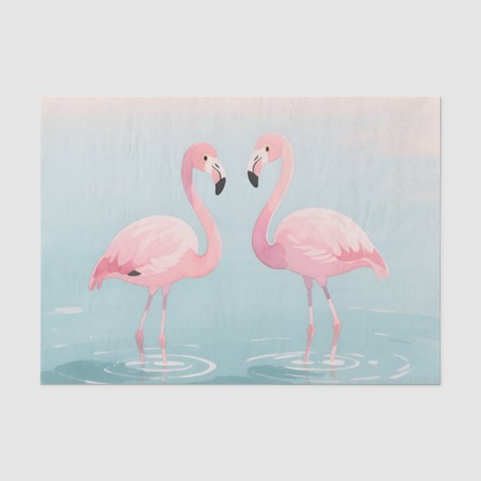 Roze Flamingo Paar Aquarel Sereniteit Tissuepapier (Voorkant)