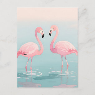 Roze Flamingo Paar Watercolor Sereniteit Briefkaart