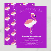 Roze Flamingo Paars Animal Afstuderen Kaart (Voorkant / Achterkant)