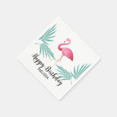 Roze Flamingo Palm bladeren groen Verjaardag Servet (Hoek)