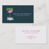 Roze flamingo Palm-bomen en Succulenten Visitekaartje (Voorkant / Achterkant)