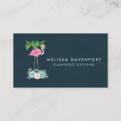 Roze flamingo Palm-bomen en Succulenten Visitekaartje (Voorkant)