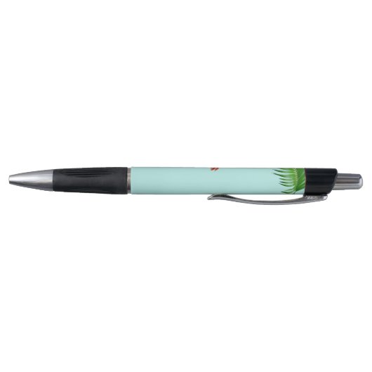 Roze Flamingo & Palm Leaf on Light Blue Pen (Bodem)