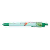 Roze Flamingo & Palm Leaf on Light Blue Zwarte Inkt Pen (Bodem)