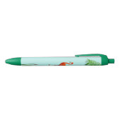 Roze Flamingo & Palm Leaf on Light Blue Zwarte Inkt Pen (Bovenkant)