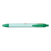Roze Flamingo & Palm Leaf on Light Blue Zwarte Inkt Pen (Achterkant)