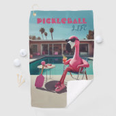 Roze Flamingo Palm Springs Pickleball Clip Handdoe Golfhanddoek (Insitu)