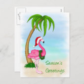 Roze Flamingo Palm Tree Christmas Briefkaart (Voorkant / Achterkant)