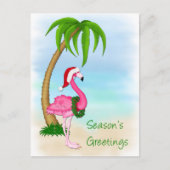 Roze Flamingo Palm Tree Christmas Briefkaart (Voorkant)