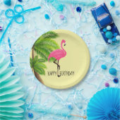 Roze Flamingo & Palm Trees Bord papier (Feest)