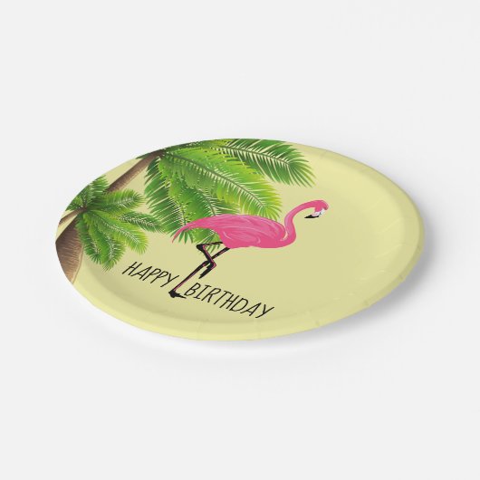 Roze Flamingo & Palm Trees Bord papier (Gekanteld)