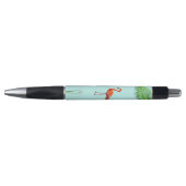Roze Flamingo & Palmblad op Lichtblauw Pen (Voorkant)