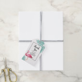 Roze Flamingo Palmbladeren 30e verjaardag Cadeaulabel (Met Touw)