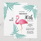 Roze Flamingo Palmbladeren 30e verjaardag Kaart (Voorkant / Achterkant)
