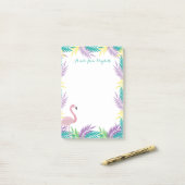 Roze Flamingo Palmbladeren Post-it® Notes (Op bureau)