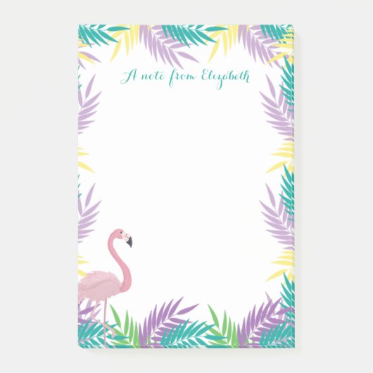 Roze Flamingo Palmbladeren Post-it® Notes (Voorkant)