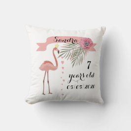 Roze flamingo, palmbladeren, voor meisje kussen