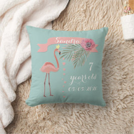 Roze flamingo, palmbladeren, voor meisje kussen