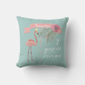 Roze flamingo, palmbladeren, voor meisje kussen (Voorkant)