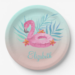 Roze Flamingo Palmbladeren Zo Aardig Papieren Bordje
