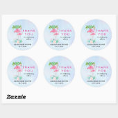 Roze Flamingo Palmbomen Baby shower Bedankt Ronde Sticker (Vel)
