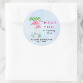 Roze Flamingo Palmbomen Baby shower Bedankt Ronde Sticker (Tas)