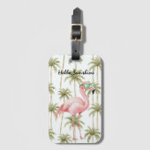 Roze Flamingo Palmbomen Bagagelabel (Voorkant (verticaal))
