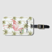 Roze Flamingo Palmbomen Bagagelabel (Voorkant (horizontaal))