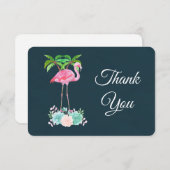 Roze Flamingo Palmbomen en vetplanten Dank u Bedankkaart (Voorkant / Achterkant)
