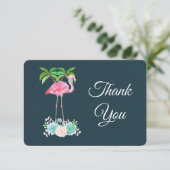 Roze Flamingo Palmbomen en vetplanten Dank u Bedankkaart (Staand voorkant)