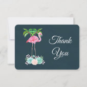 Roze Flamingo Palmbomen en vetplanten Dank u Bedankkaart (Voorkant)
