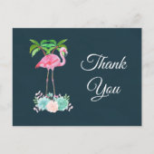 Roze Flamingo Palmbomen en vetplanten Dank u Briefkaart (Voorkant)