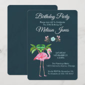 Roze Flamingo Palmbomen en vetplanten Verjaardag Kaart (Voorkant / Achterkant)