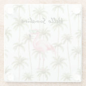 Roze Flamingo Palmbomen Glazen Onderzetter (Achterkant)
