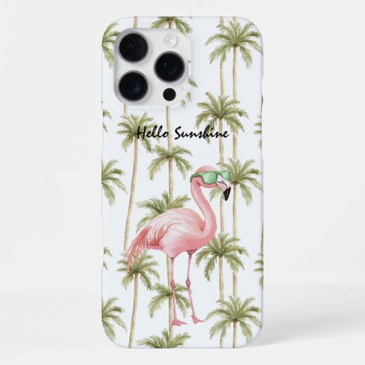 Roze Flamingo Palmbomen iPhone Hoesje (Achterkant)