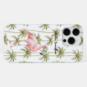 Roze Flamingo Palmbomen iPhone Hoesje (Achterkant horizontaal)