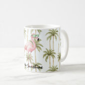 Roze Flamingo Palmbomen Koffiemok (Voorkant rechts)