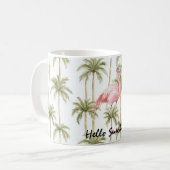 Roze Flamingo Palmbomen Koffiemok (Voorkant links)