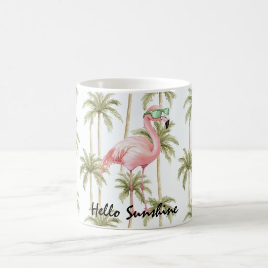 Roze Flamingo Palmbomen Koffiemok (Center)