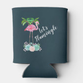 Roze Flamingo & Palmbomen Let's Flamingle Blikjeskoeler (Achterkant)