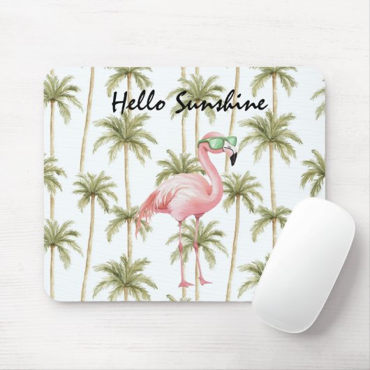 Roze Flamingo Palmbomen Muismat (Met muis)