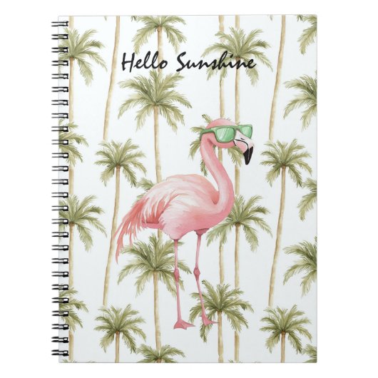Roze Flamingo Palmbomen Notitieboek (Voorkant)
