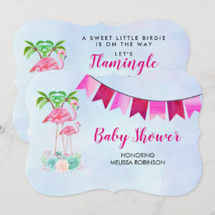Roze Flamingo Palmboom en bloeiende vetplanten Kaart