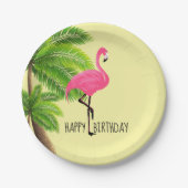 Roze Flamingo & Palmboom Papieren Bord (Voorkant)