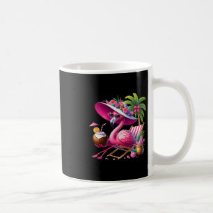 Roze Flamingo Palmboom Tropisch Strand Zomer Vakan Koffiemok